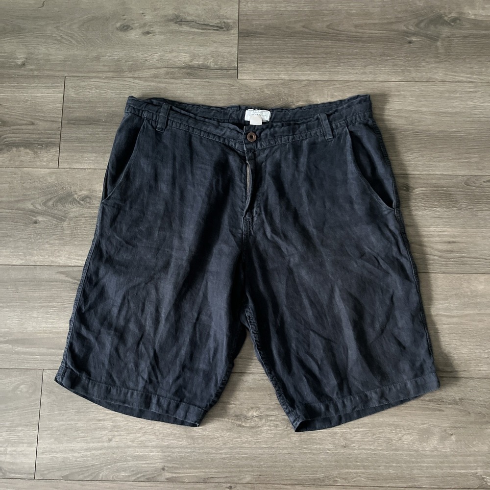French Connection Linen Shorts Sz 38 Dark Blue